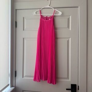 Pink Pleated Halter Mini Sundress